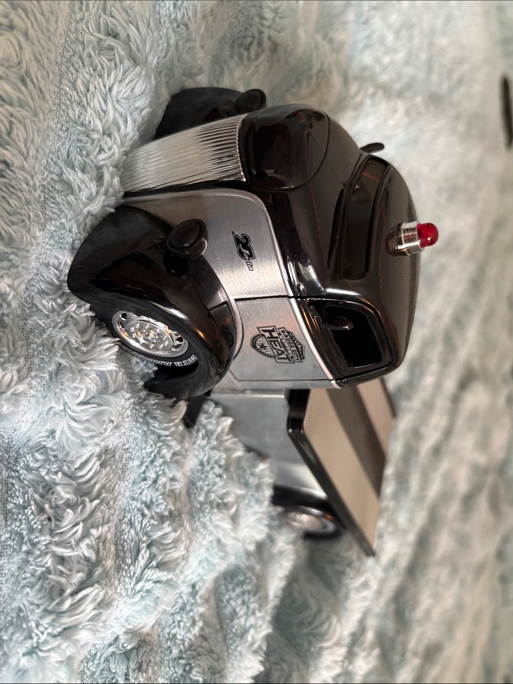 Black & Silver Jadas Toy 1947 Ford Tow Truck with Red Light 20th anniversary.